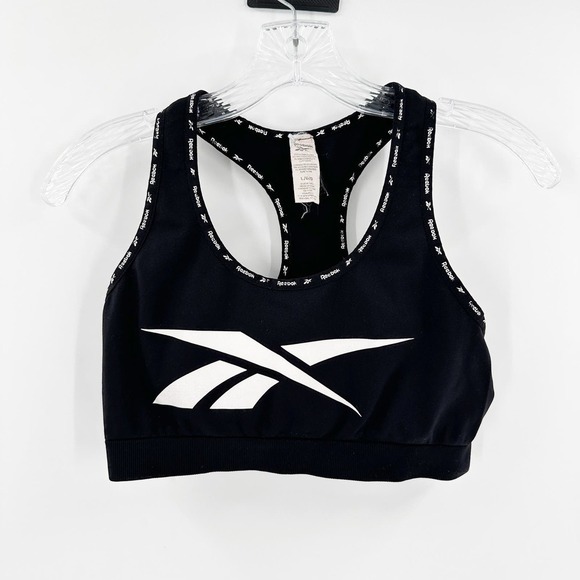 Reebok Other - Reebok Black & White Alpha Seamless Racerback Logo Sports Bra Size Large
